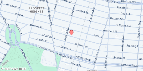 Map showing St. Teresa of Avila Human Service at 563 Sterling Place, Brooklyn, NY