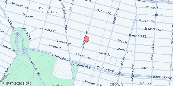 Map showing St. Teresa of Avila Human Service at 563 Sterling Place, Brooklyn, NY