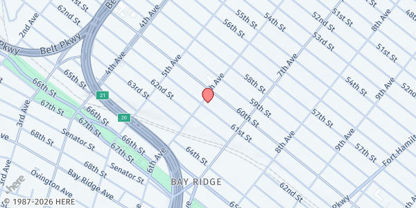 Map showing Sunset Park Health WIC at 6025 6th Ave, Brooklyn, NY