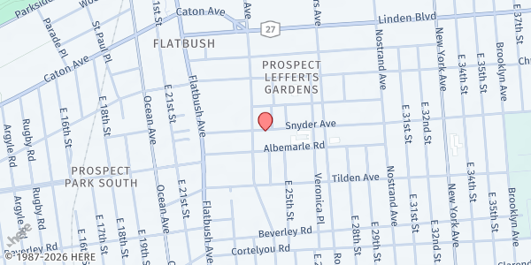 Map showing The Gospel Tabernacle Church of Jesus Christ, Inc. at 2314 Snyder Avenue, Brooklyn, NY