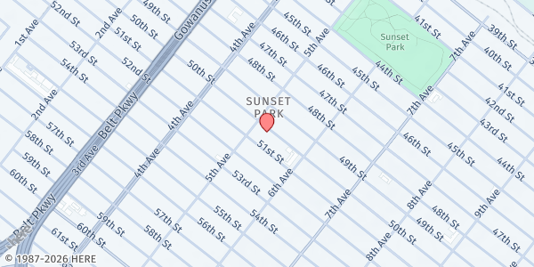 Map showing The Salvation Army Brooklyn Sunset Park Corps Community Center at 520 50TH STREET, Brooklyn, NY