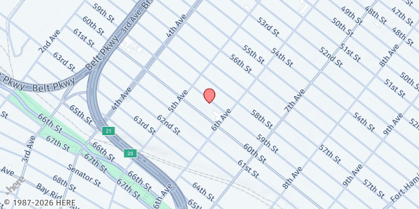 Map showing THE TABLE AT THE FAMILY SUPPORT CENTER AT NYU LANGONE at 550 59TH STREET, Brooklyn, NY
