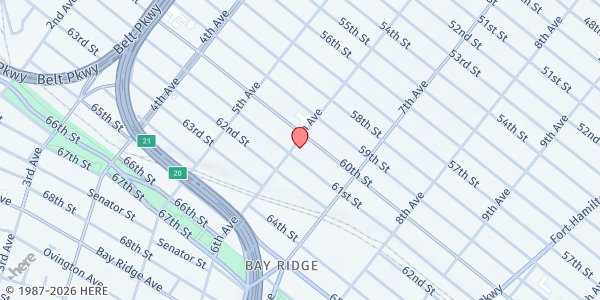 Map showing The Table at the Family Support Center at NYU Langone at 550 59th St, Brooklyn, NY