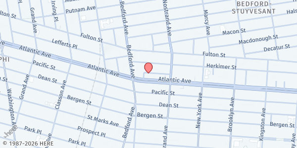 Map showing The Temple of Restoration at 18 HERKIMER PLACE, Brooklyn, NY