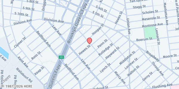 Map showing Transfiguration Food Pantry at 280 marcy avenue, Brooklyn, NY