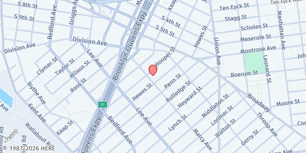 Map showing Transfiguration R.C. Church at 263 Marcy Ave., Brooklyn, NY