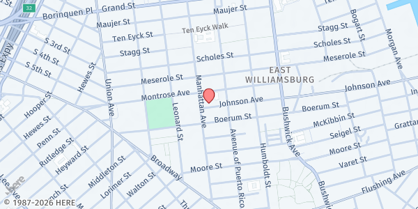 Map showing Trinity Human Services Corporation - Brooklyn at 153-A Johnson Ave., Brooklyn, NY