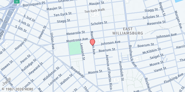 Map showing Trinity Human Services Corporation at 153 Johnson Ave, Brooklyn, NY