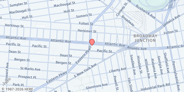 Map showing True Holy Church at 2336 Atlantic Ave., Brooklyn, NY