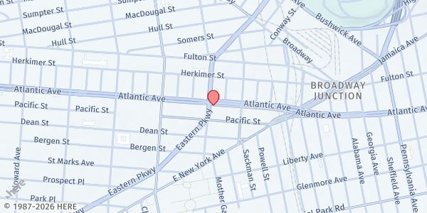 Map showing True Holy Church at 2364 atlantic , brooklyn, NY