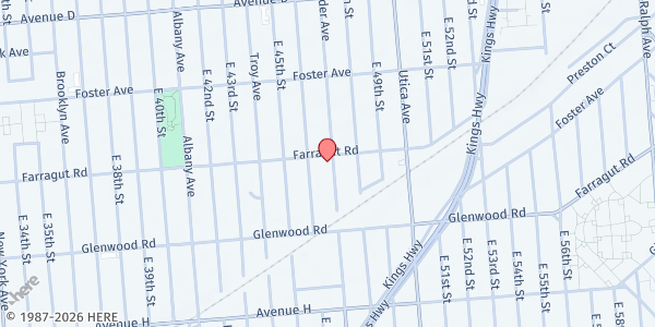 Map showing Truth Center for Higher Consciousness at 4622 Farragut Road, Brooklyn, NY