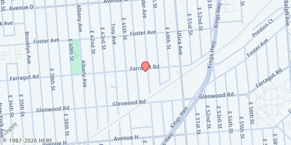Map showing Truth Center For Higher Consciousness at 4622 Farragut Rd, Brooklyn, NY