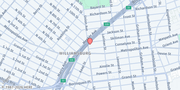 Map showing Union Pool Community Pantry at 484 Union Avenue, Brooklyn, NY