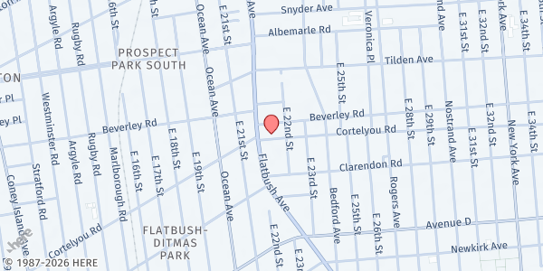 Map showing United Church of Faith Food Pantry at 643 E 88th St, Brooklyn, NY