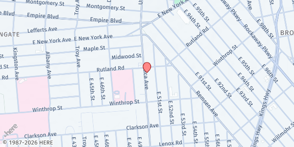 Map showing UNITED COMMUNITY BAPTIST CHURCH at 545 UTICA AVENUE, Brooklyn, NY