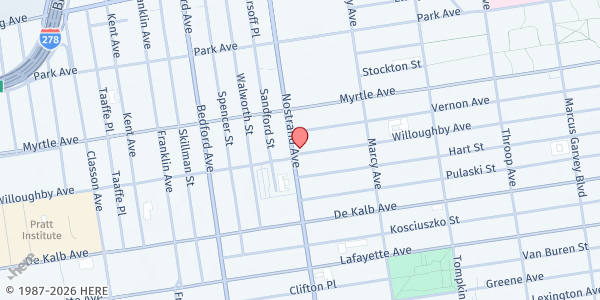 Map showing United Grand Chapter Of Eastern Star - Brooklyn at 441 Willoughby Avenue, Brooklyn, NY