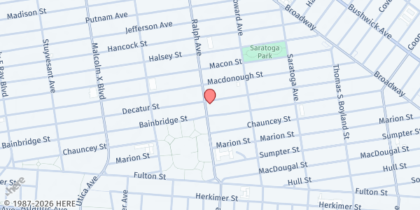 Map showing Unity Faith Outreach at 179 Ralph Ave, Brooklyn, NY