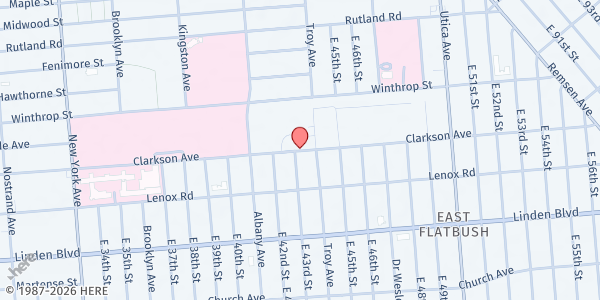 Map showing Urban Oasis Farm Stand at Kingsboro Psychiatric Center at 681 Clarkson Ave, Brooklyn, NY