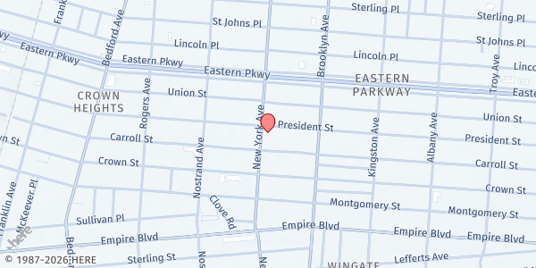 Map showing Vaad Hakohol Crown Heights at 1276 President Street, Brooklyn, NY