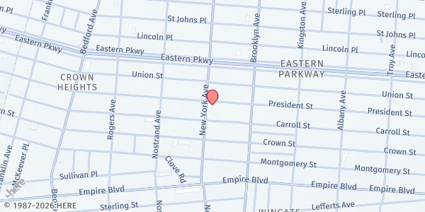 Map showing Vaad Hakol Crown Heights at 1276 President Street, Brooklyn, NY