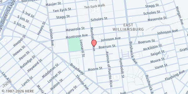 Map showing Valle De Jesus Servicing With Love at 141 Manhattan Avenue, Brooklyn, NY
