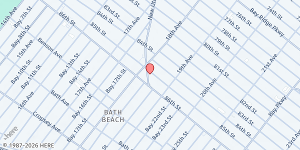 Map showing WE CREATE COMMUNITY FOOD PANTRY at 8501 NEW UTRECHT AVENUE, Brooklyn, NY