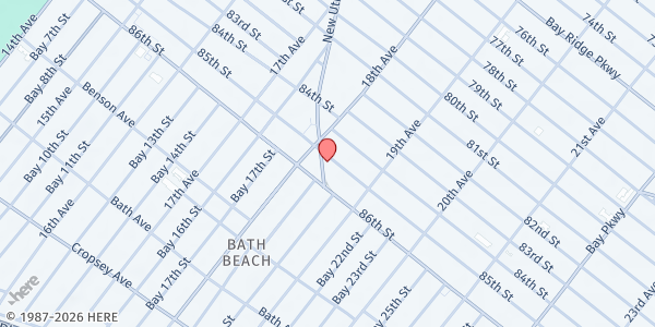 Map showing We Create Community, Inc. at 8501 New Utrecht Ave, Brooklyn, NY