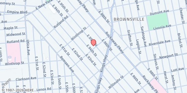 Map showing World For Christ Food Services - Food Pantry at 1089 CLARKSON AVE, BROOKLYN, NY