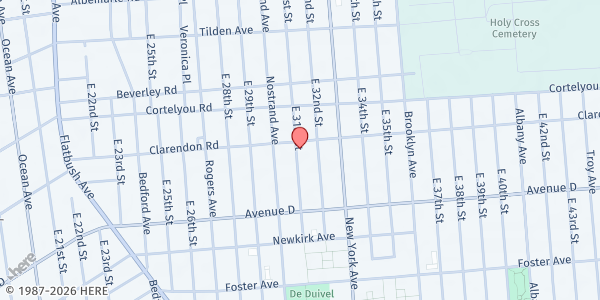 Map showing Worldwide Evangelical Outreach at 3102 Clarendon Road, Brooklyn, NY