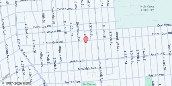 Map showing Worldwide Evangelical Outreach Inc. at 3102 Clarendon Road, Brooklyn, NY