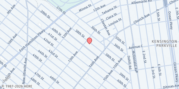 Map showing Yeled V'Yalda Early Childhood Center WIC Office at 1312 38th St - Second Floor, Brooklyn, NY
