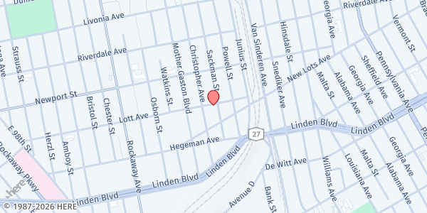 Map showing Church of God Brownsville at 760 Sackman Street, Brownsville, NY