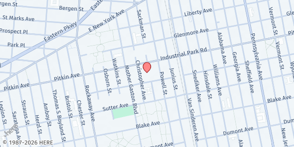 Map showing Seth Low Community Center at 137 Belmont Avenue, Brownsville, NY