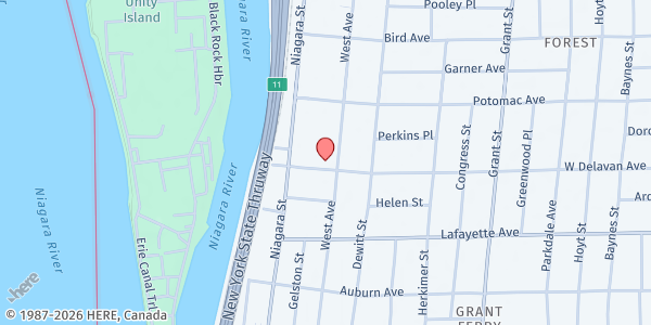 Map showing 5 Loaves Farm Stand-Delavan Ave at 70 West Delavan Ave, Buffalo, NY