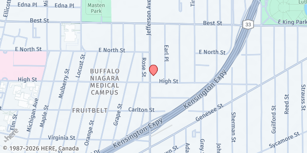 Map showing 943 Jefferson Ave at 943 Jefferson Ave, Buffalo, NY