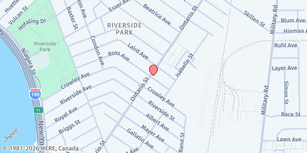 Map showing BLACK ROCK/RIVERSIDE FOOD PANTRY at 357 ONTARIO STREET, BUFFALO, NY