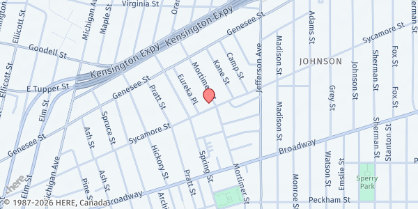 Map showing BUFFALO CENTER FOR ARTS AND TECHNOLOGY at 368 Sycamore Street, Buffalo, NY