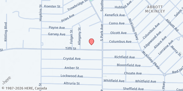 Map showing Catholic Charities South Buffalo Pantry - Food Distribution Center at 920 Tifft St, Buffalo, NY