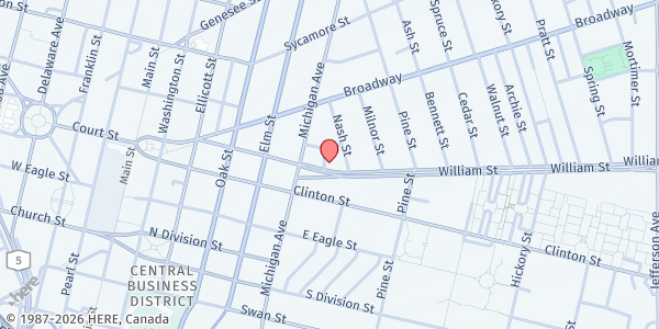 Map showing CITIZENS COMMUNITY DEVELOPMENT at 134 WILLIAM STREET, BUFFALO, NY
