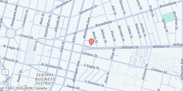 Map showing CITIZENS COMMUNITY DEVELOPMENT - Buffalo at 134 WILLIAM STREET, BUFFALO, NY