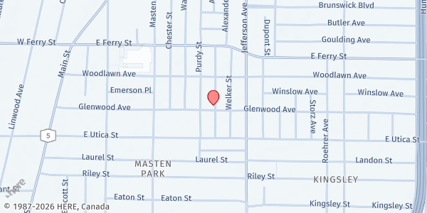 Map showing COLDSPRING COMMUNITY FOUNDATION at 234 GLENWOOD AVENUE, BUFFALO, NY