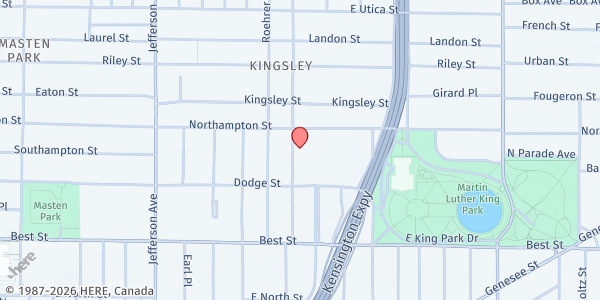 Map showing COMMUNITY ACTION INFORMATION CENTER at 103 WOHLERS AVENUE, BUFFALO, NY