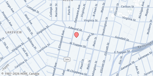 Map showing CREATIVE RESTORATIONS FOOD PANTRY at 371 Delaware Avenue, Buffalo, NY
