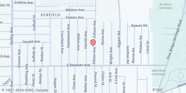 Map showing EDISON STREET MANNA FROM HEAVEN at 28 EDISON AVENUE, BUFFALO, NY