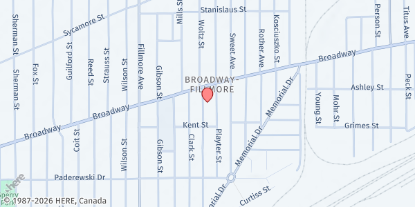 Map showing FEED 716 at 243 Sears Street, Buffalo, NY