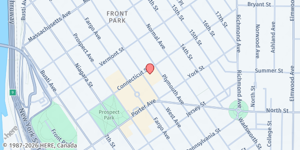 Map showing FEEDMORE PANTRY AT FOOD FARMACY at 301 Connecticut St, BUFFALO, NY