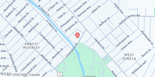 Map showing GRACE LUTHERAN CHURCH PANTRY at 174 Cazenovia St, Buffalo, NY