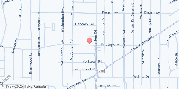 Map showing HEARTS FOOD PANTRY EXPRESS AT UNITED METHODIST CHURCH at 350 Saratoga Road, Buffalo, NY