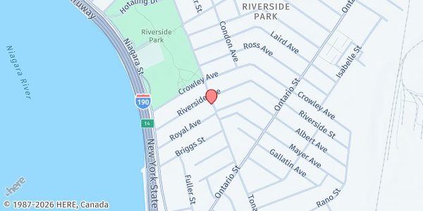 Map showing HEARTS FOR THE HOMELESS at 890 Tonawanda Street, Buffalo, NY