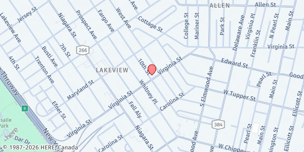 Map showing HISPANICS UNITED OF BUFFALO at 254 VIRGINIA STREET, BUFFALO, NY